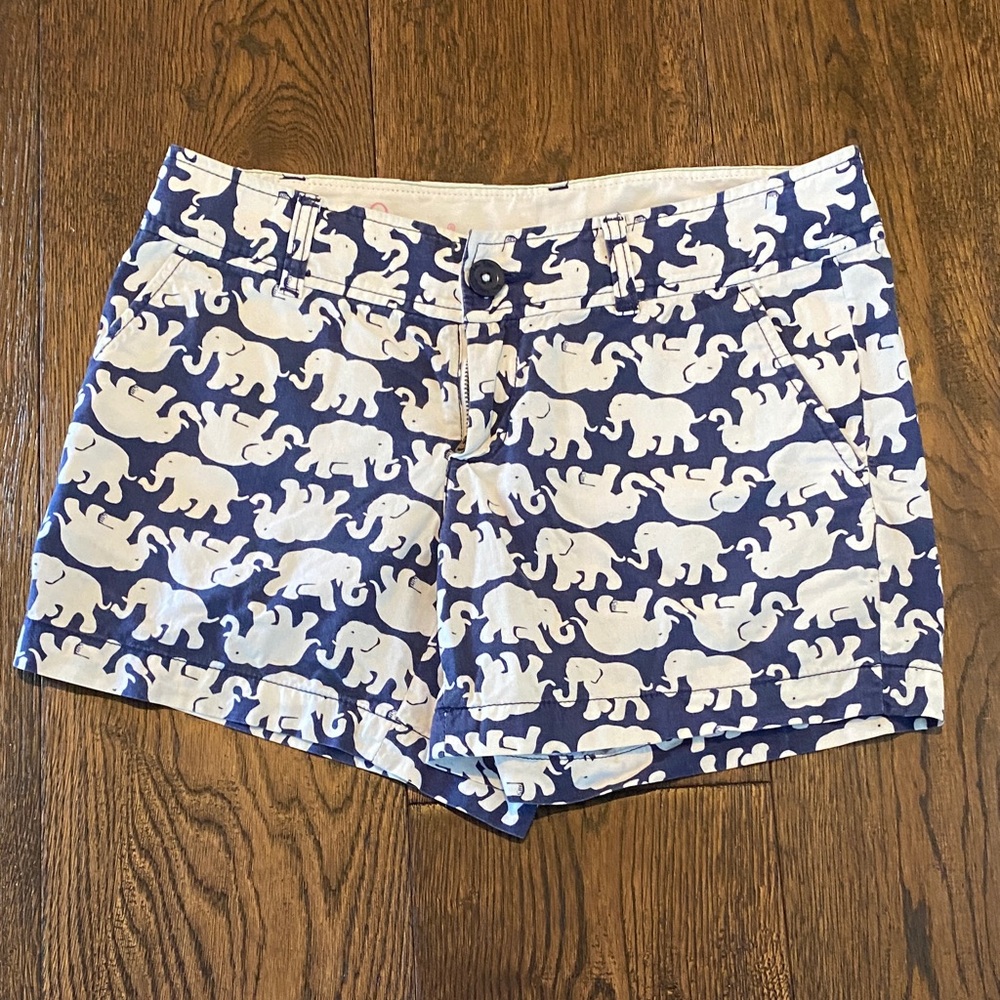 Lilly  Navy and White Elephant Shorts - Sz 4